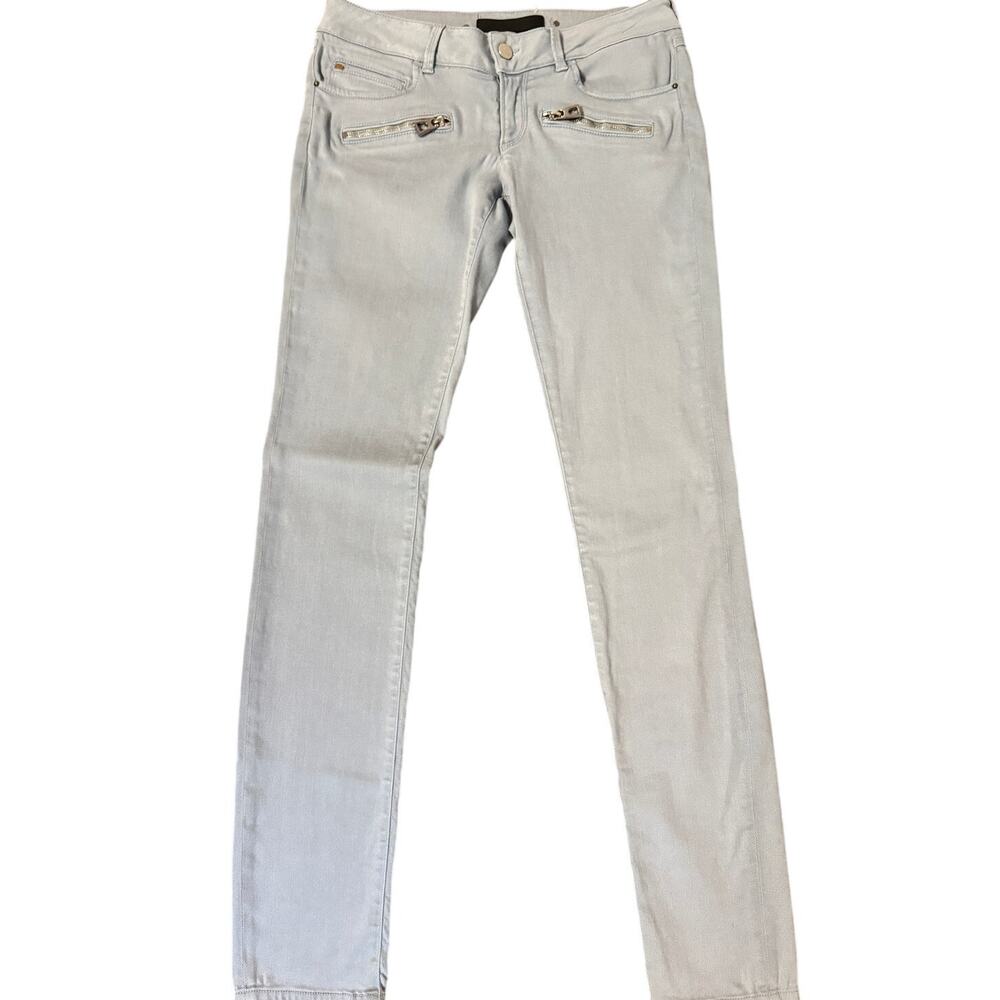 Barbara Bui Light Grey Low-Rise Skinny Biker Jeans - Size 30 (EUC) - Picture 1 of 7